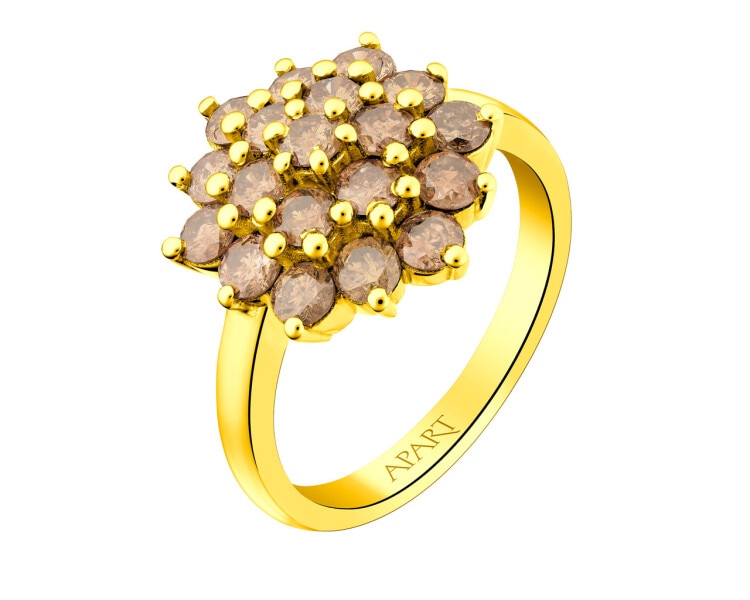 14 K Yellow Gold Ring with Diamonds 1,56 ct - fineness 14 K