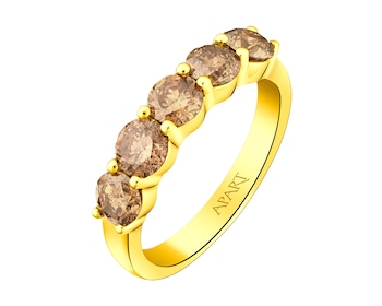 14 K Yellow Gold Ring with Diamonds 1,49 ct - fineness 14 K
