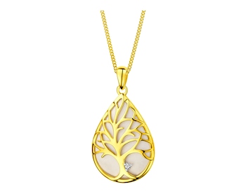 585 Yellow And White Gold Plated Pendant with Diamond 0,008 ct - fineness 585