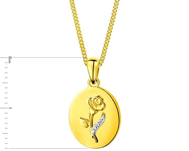 Yellow gold pendant with a diamond - rose 0,006 ct - fineness 14 K