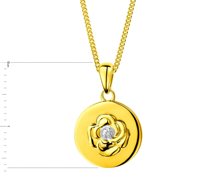 Zawieszka z żółtego złota z diamentem - kwiat 0,004 ct - próba 375