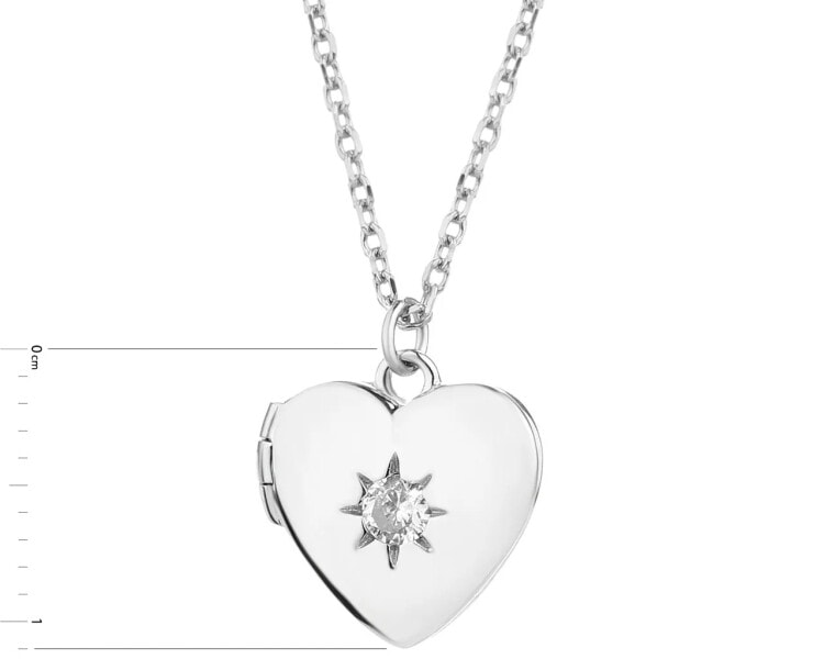 Stříbrný náhrdelník se zirkony - otevírací medailon, srdce