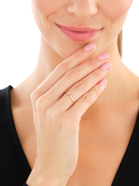 Pierścionek z żółtego złota z diamentami - 0,01 ct - próba 585