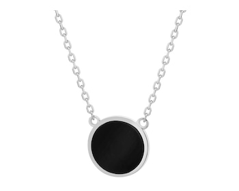 Stříbrný náhrdelník s onyxem - kolečko