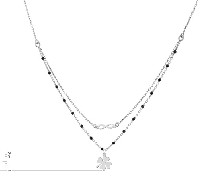 Naszyjnik srebrny z emalią - nieskończoność, koniczyna