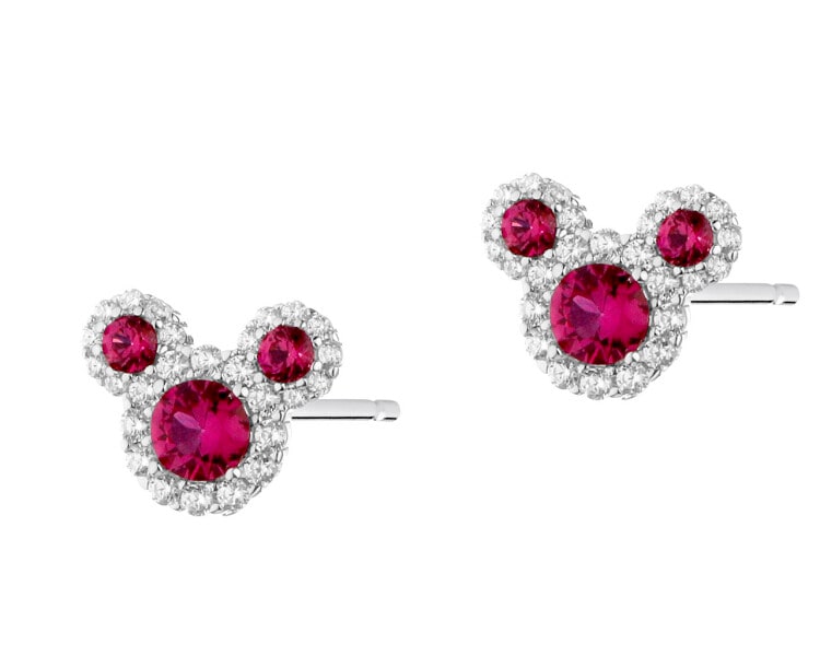 Rhodium Plated Silver Earrings with Synthetic Corundum