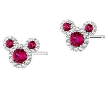 Rhodium Plated Silver Earrings with Synthetic Corundum