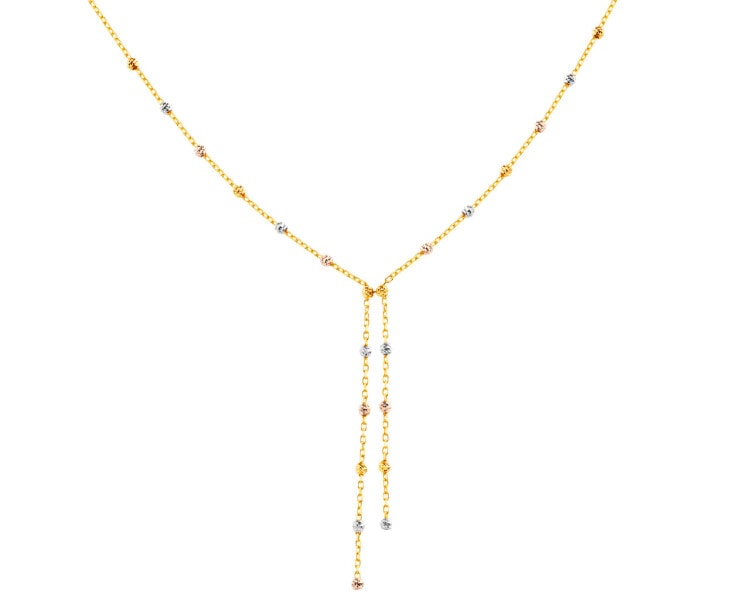 8 K Yellow, Rose & Rhodium Plated White Gold Necklace 
