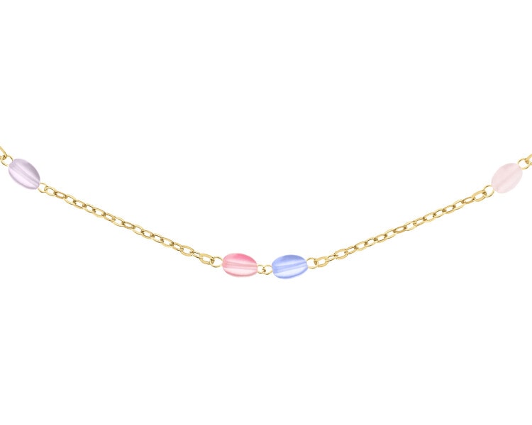 14 K Yellow Gold Bracelet with Glass