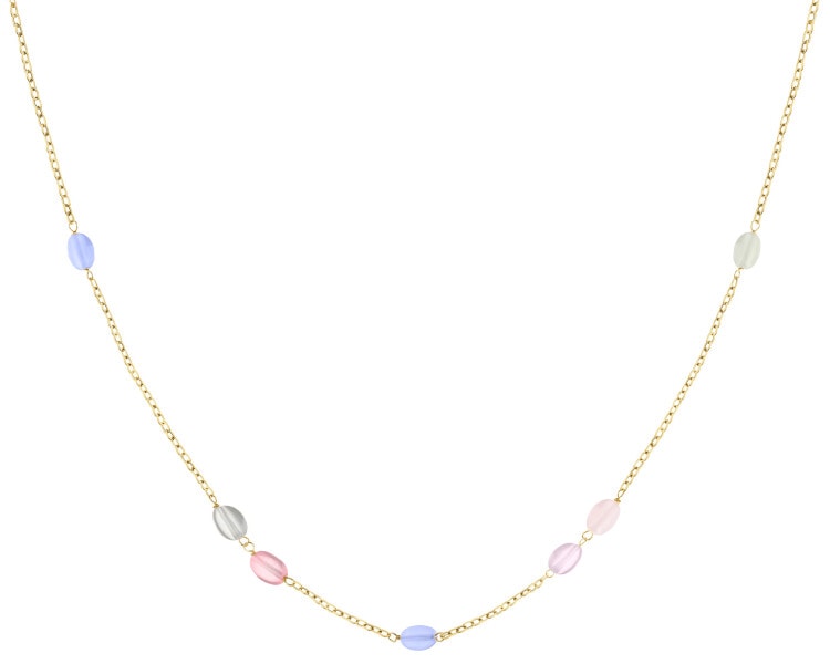 14 K Yellow Gold Necklace with Glass