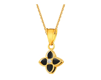 14 K Yellow Gold Pendant with Synthetic Onyx
