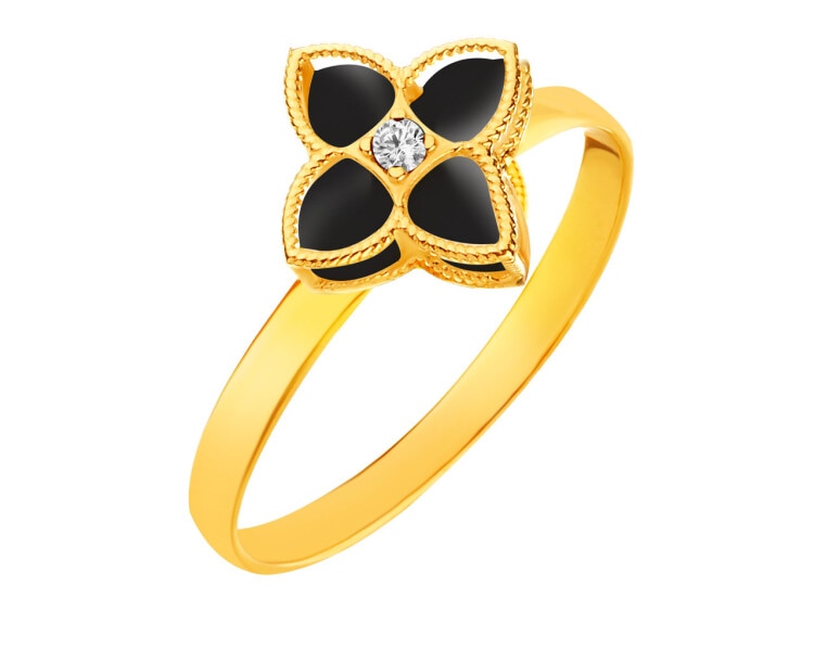 14 K Yellow Gold Ring with Synthetic Onyx