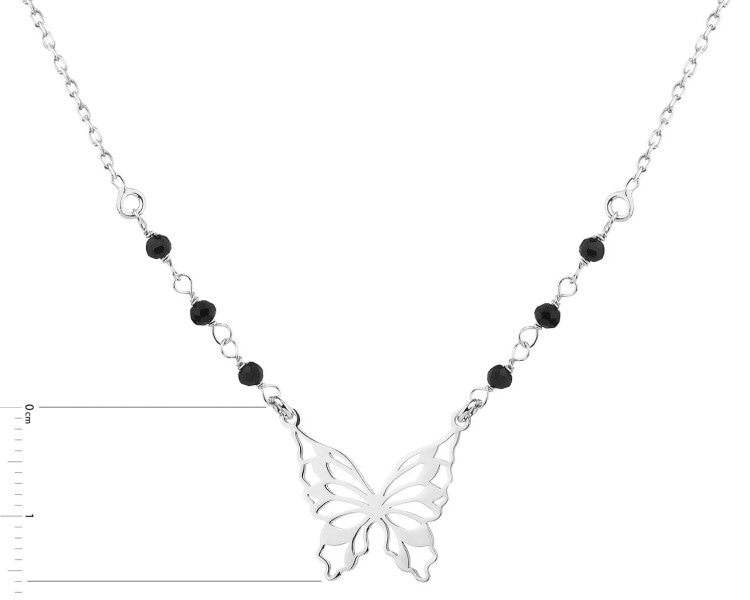 Naszyjnik srebrny ze szlifowanym szkłem - motyl