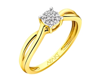 Prsten ze žlutého zlata s diamanty 0,03 ct - ryzost 585