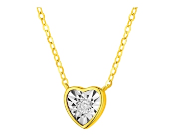 585 Yellow Gold, Unplated White Gold Necklace with Diamond 0,04 ct - fineness 585