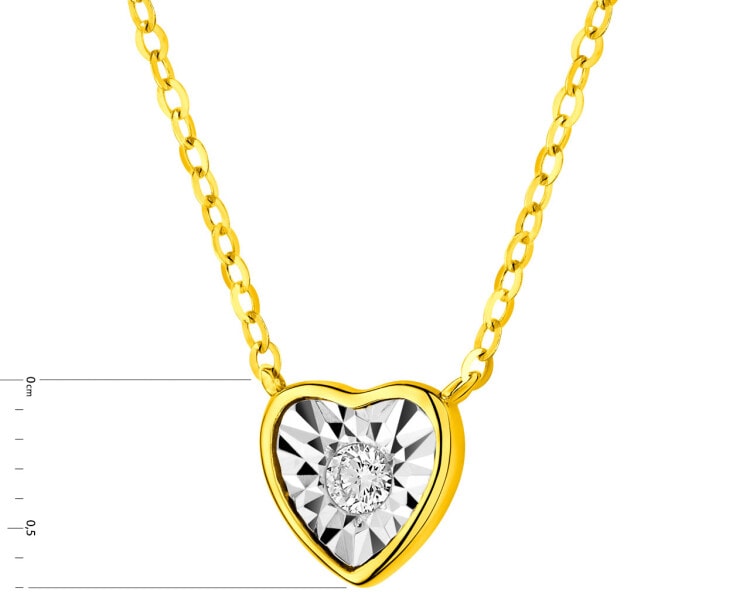 585 Yellow Gold, Unplated White Gold Necklace with Diamond 0,04 ct - fineness 585