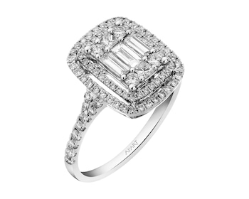 14 K Rhodium-Plated White Gold Ring  0,81 ct - fineness 14 K