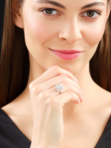 Prsten z bílého zlata s diamanty - 0,81 ct - ryzost 585