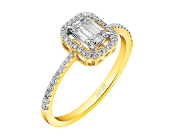 14 K Rhodium-Plated Yellow Gold Ring  0,30 ct - fineness 14 K