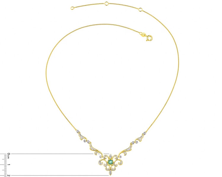 Zlatý náhrdelník s brilianty a smaragdem - ryzost 585