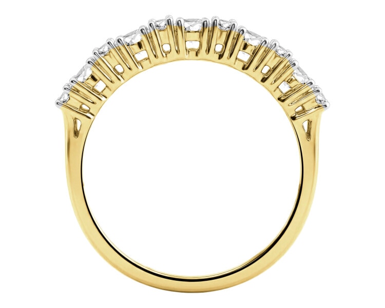 14 K Rhodium-Plated Yellow Gold Ring with Diamonds - 1,00 ct - fineness 14 K