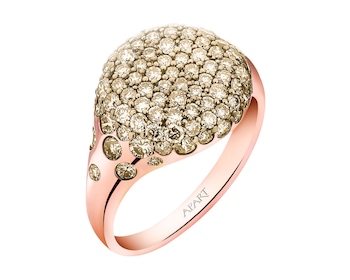 Pečetní prsten z růžového zlata s brilianty 1,46 ct - ryzost 585