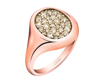 Pečetní prsten z růžového zlata s brilianty - ryzost 585