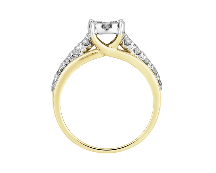 Prsten ze žlutého a bílého zlata s diamanty 0,75 ct - ryzost 585