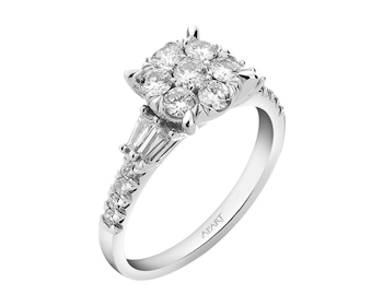 14 K Rhodium-Plated White Gold Ring  0,75 ct - fineness 14 K