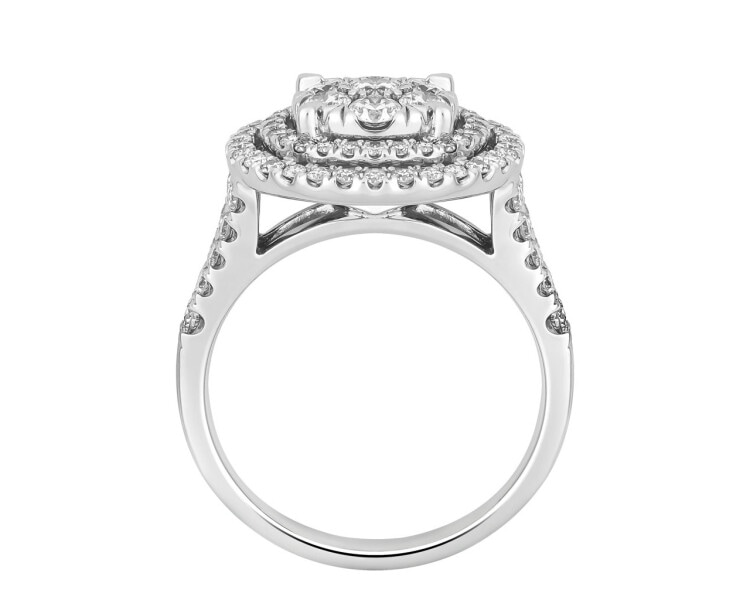 14 K Rhodium-Plated White Gold Ring with Diamonds 1,26 ct - fineness 14 K