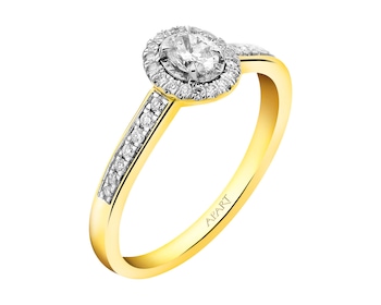 14 K Rhodium-Plated Yellow Gold Ring  0,33 ct - fineness 14 K