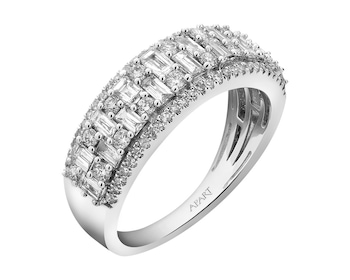 14 K Rhodium-Plated White Gold Ring  1 ct - fineness 14 K