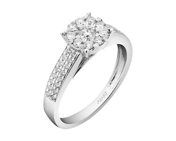 14 K Rhodium-Plated White Gold Ring with Diamonds 0,50 ct - fineness 14 K