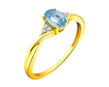 Zlatý prsten s diamanty a topazem - ryzost 585