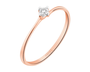 Prsten z růžového zlata s briliantem 0,01 ct - ryzost 585