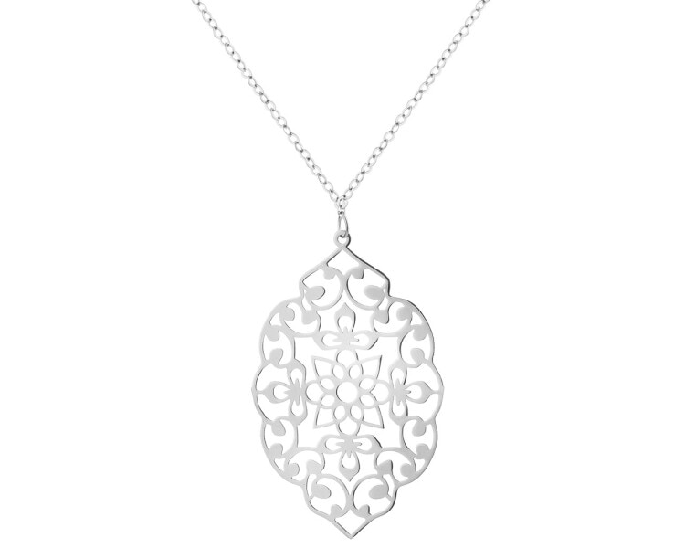 14 K Rhodium-Plated White Gold Necklace