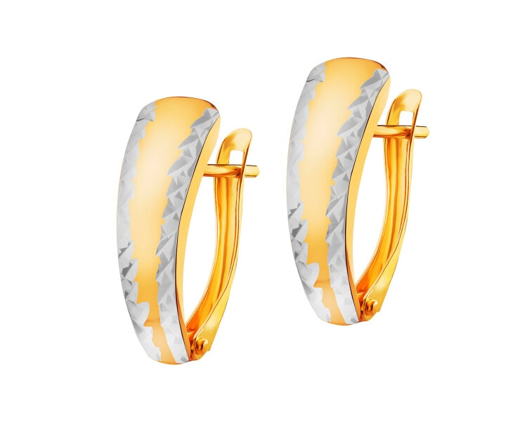 14 K Rhodium-Plated Yellow Gold Earrings