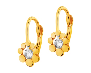 14 K Rhodium-Plated Yellow Gold Earrings with Cubic Zirconia