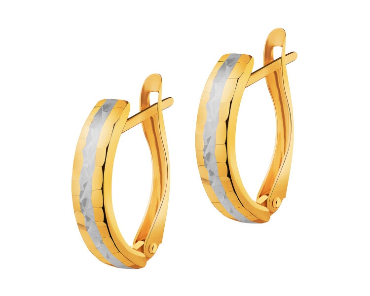 14 K Rhodium-Plated Yellow Gold Earrings