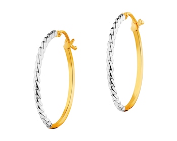 9 K Rhodium-Plated Yellow Gold Hoop Earring 
