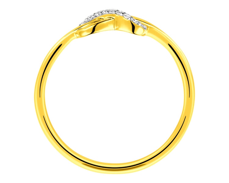 Pierścionek z żółtego złota z diamentami - nieskończoność 0,03 ct - próba 375