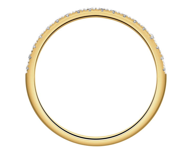 9 K Rhodium-Plated Yellow Gold Ring with Diamonds - 0,04 ct - fineness 9 K