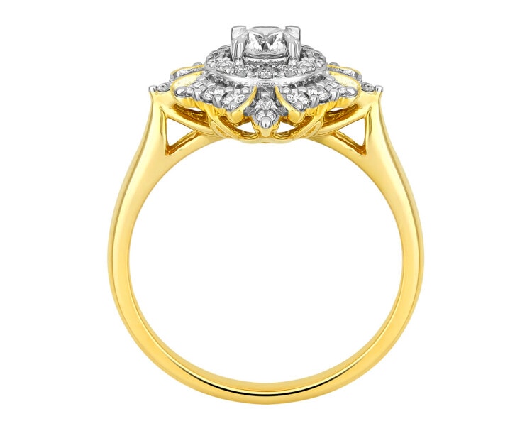 14 K Rhodium-Plated Yellow Gold Ring 0,52 ct - fineness 14 K