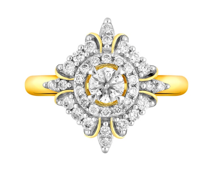 14 K Rhodium-Plated Yellow Gold Ring 0,52 ct - fineness 14 K