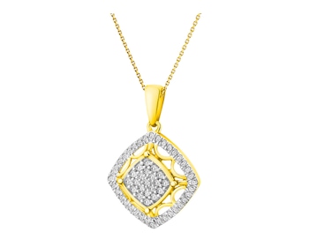 14 K Rhodium-Plated Yellow Gold Pendant with Diamonds 0,20 ct - fineness 14 K