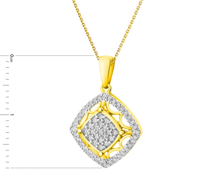 14 K Rhodium-Plated Yellow Gold Pendant with Diamonds 0,20 ct - fineness 14 K