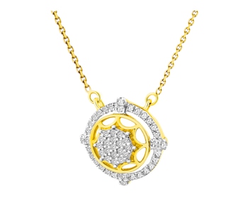 14 K Rhodium-Plated Yellow Gold Necklace with Diamonds 0,15 ct - fineness 14 K