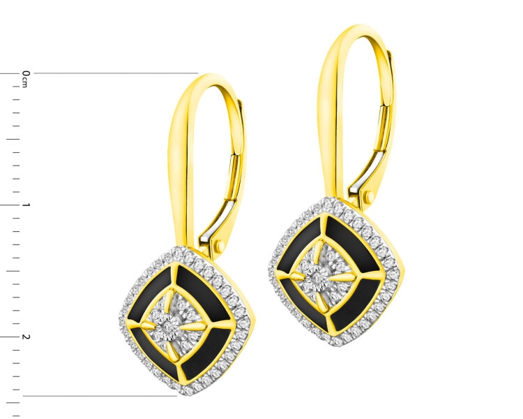 585 Yellow And White Gold Plated Dangling Earring with Diamonds 0,25 ct - fineness 585