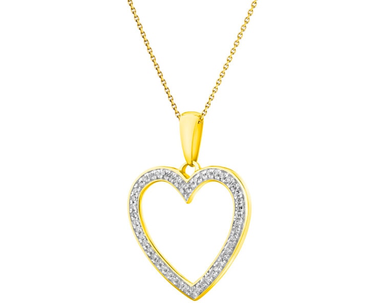 Zlatý přívěsek s diamanty - srdce 0,09 ct - ryzost 585