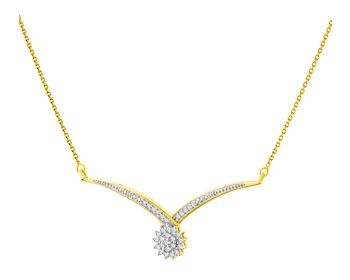 14 K Rhodium-Plated Yellow Gold Necklace with Diamonds 0,12 ct - fineness 14 K